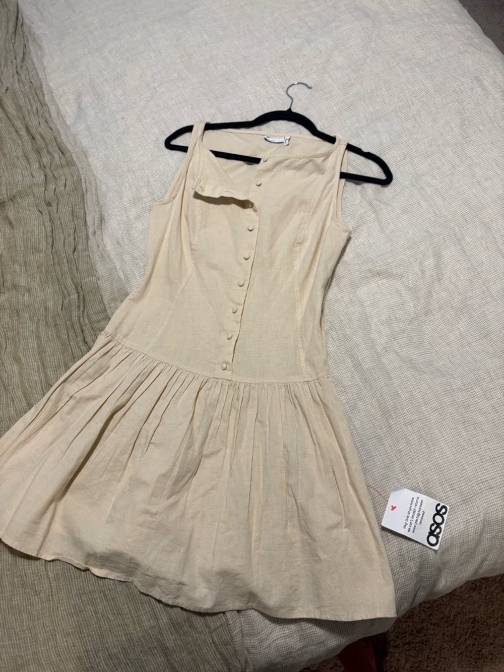NWT ASOS Cream Sleeveless Button-Front Mini Dress